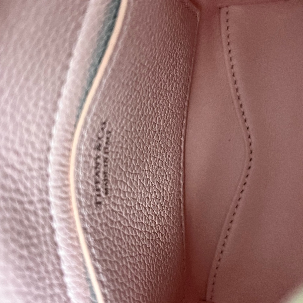 Authentic Tiffany & Co. Soft Pink Leather Mini Bag with Heart Charm Chain - Picture 5 of 5